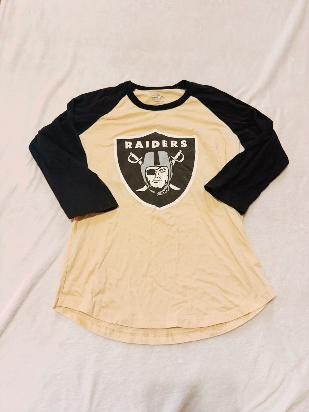 Majestic Raiders Raglan Tee - Black & Cream